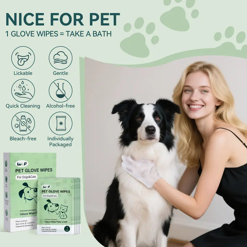Pet Cleaning Glove Wipes – One Glove, Full Body Clean for Dogs & Cats