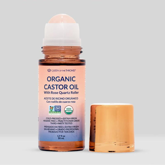 Revitalize Your Eyes Anywhere with 100% Pure Organic Castor Oil & Natural Rose Quartz Roll-On