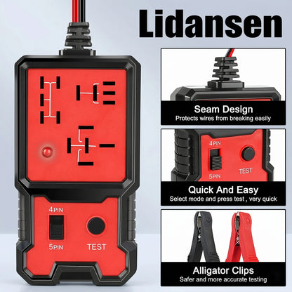 Universal 12V/24V Automotive Relay Tester - Fast 4 & 5 Pin Circuit Diagnostic Tool with LED Indicator for Cars, Trucks & RVs
