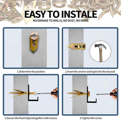 No-Drill Self-Drilling Drywall Anchors with Screws Heavy Duty Kit