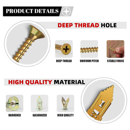 No-Drill Self-Drilling Drywall Anchors with Screws Heavy Duty Kit