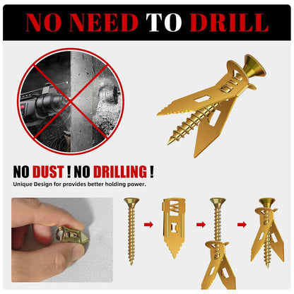 No-Drill Self-Drilling Drywall Anchors with Screws Heavy Duty Kit