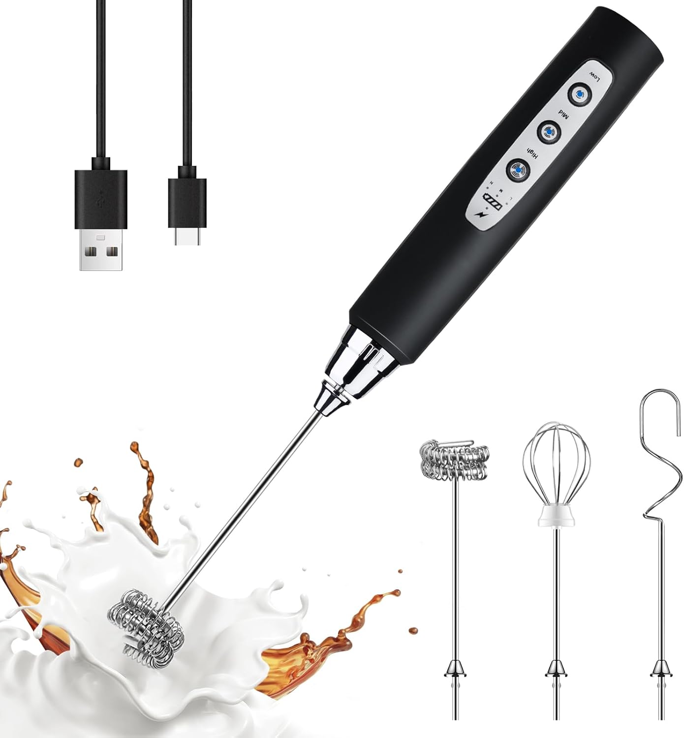 3-in-1 Handheld Milk Frother & Whisk — Perfect Creamy Foam in Seconds