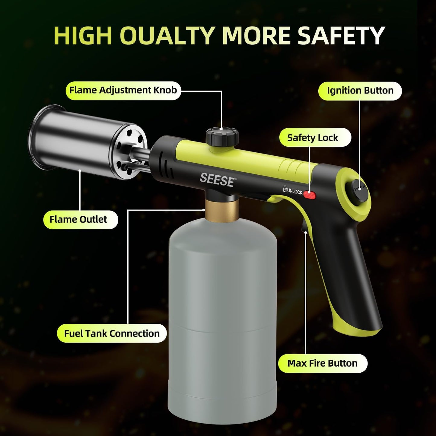 One-Touch Max Flame For Searing, BBQ & Fire Starting