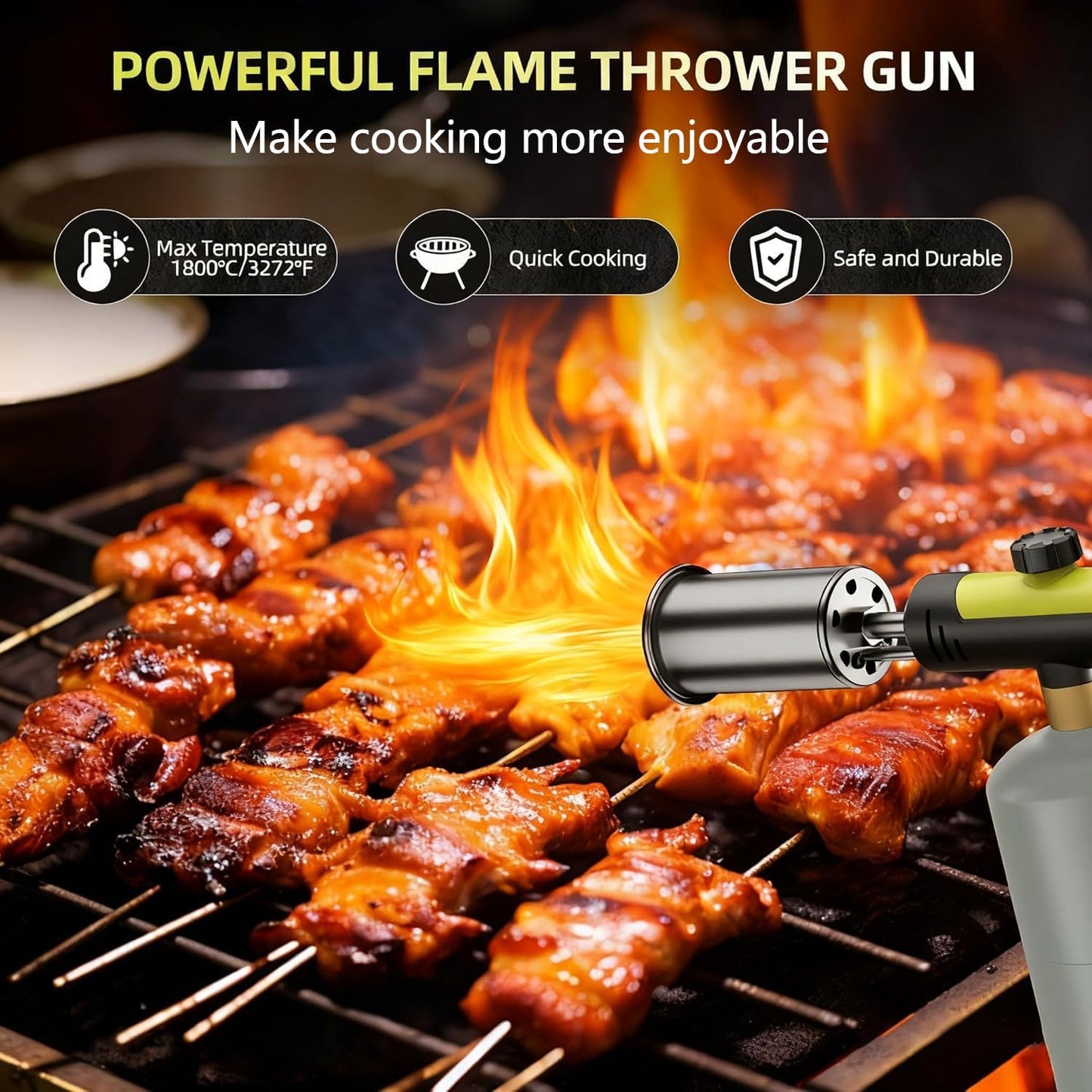 One-Touch Max Flame For Searing, BBQ & Fire Starting