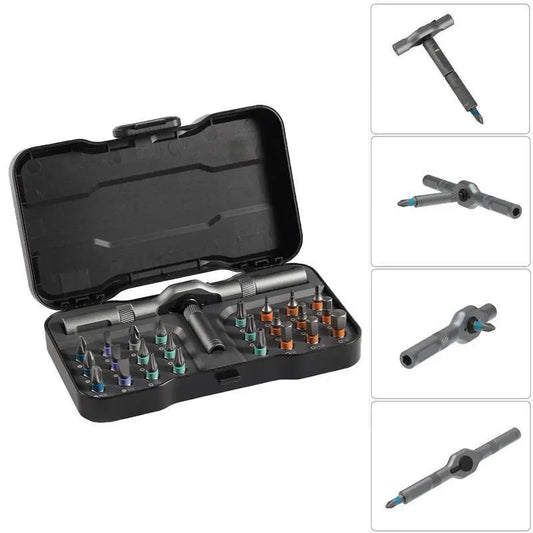 24-in-1 Modular Ratchet Screwdriver Set with Multi-Angle Detachable Handle