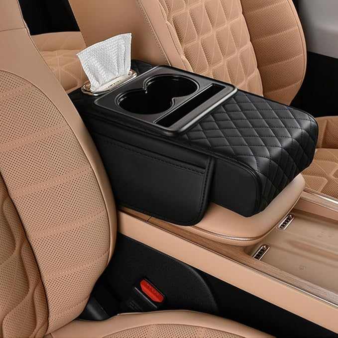 Upgrade Your Drive: Universal Armrest Cushion with Dual Cup Holders & Storage